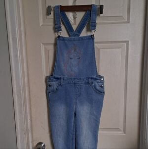 Girls Cat&jack overalls size large 10/12 embroidered Unicorn